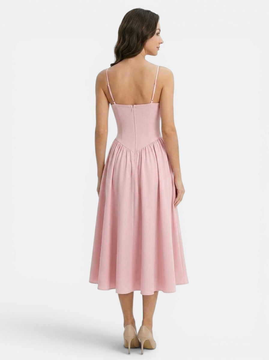 Robe midi corset élégante pour femme | Robe cocktail structurée en ligne A pour événements formels