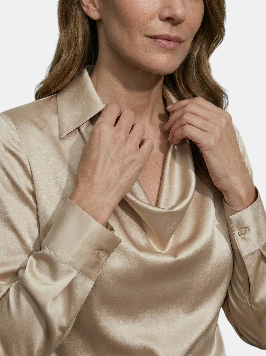 Blusa elegante da donna con scollo a drappeggio | Top a manica lunga comodo per tutte le stagioni