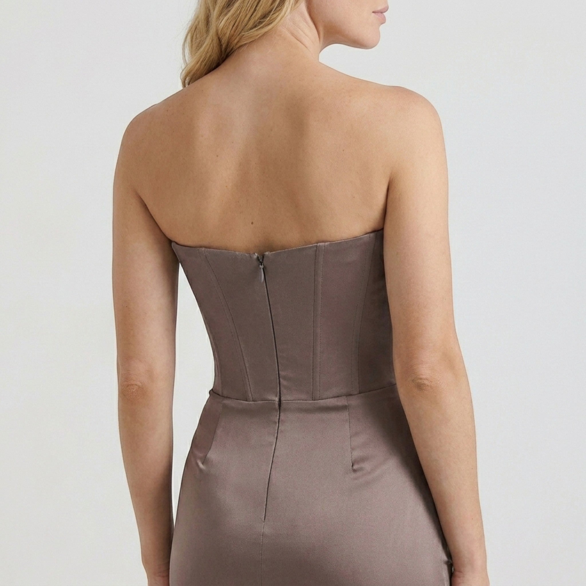 Robe longue drapée élégante pour femmes | Robe de soirée sophistiquée sans bretelles