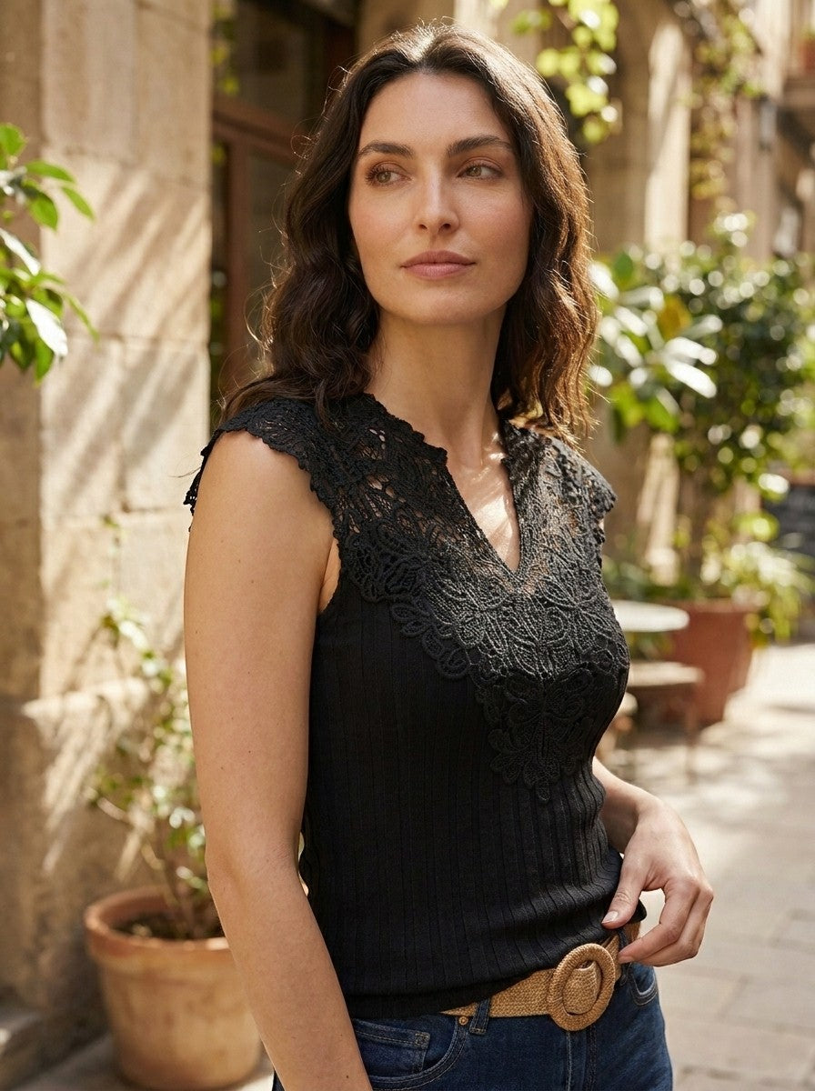 Womens Elegant Embroidered V-Neck Top | Relaxed Fit Smart-Casual Blouse for Spring Summer 2