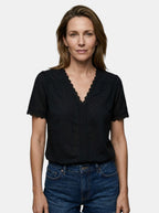 Women's Elegant Lace Blouse | White Long Sleeve V-Neck Top for All Occasions