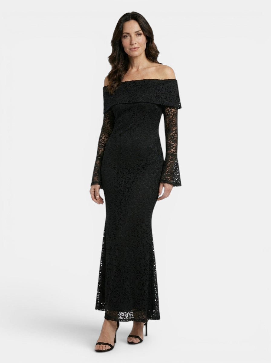 Womens Elegant Lace Maxi Dress | Off-Shoulder Mermaid Formal Gown 8