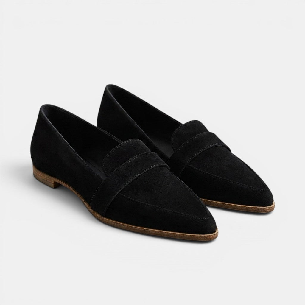 Womens Elegant Leather Loafers | Stylish Pointed Toe Slip-On Summer Shoes 8