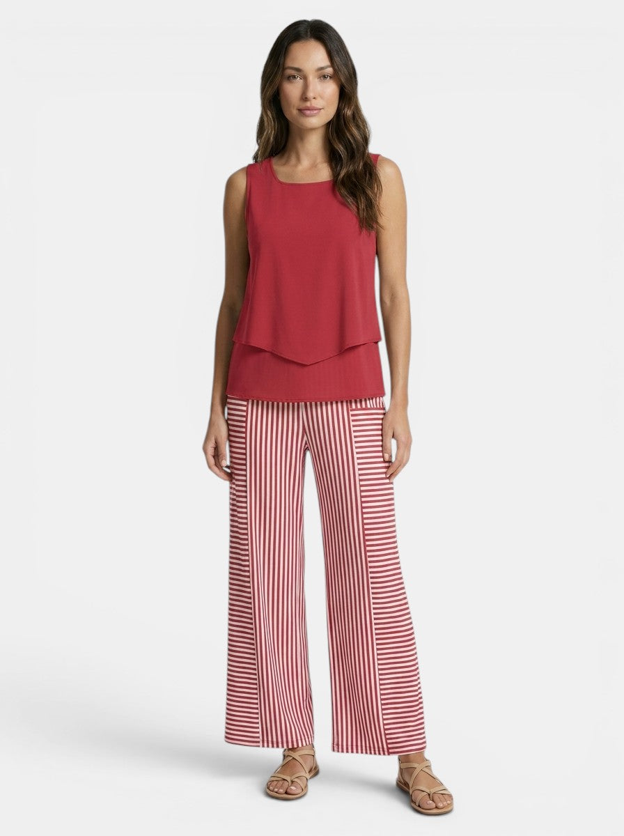 Women's Elegant Linen Two Piece Set | Sleeveless Top and Straight-Leg Trousers for Spring and Summer