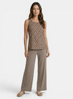Ensemble élégant en lin pour femme | Haut sans manches et pantalon droit pour le printemps et l'été