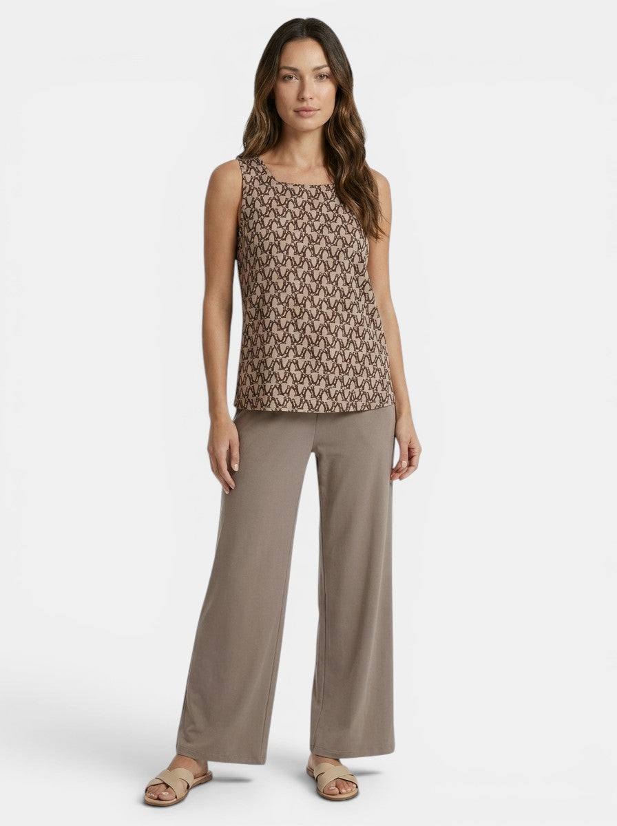 Women's Elegant Linen Two Piece Set | Sleeveless Top and Straight-Leg Trousers for Spring and Summer