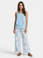 Ensemble élégant en lin pour femme | Haut sans manches et pantalon droit pour le printemps et l'été