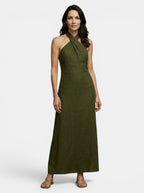 Womens Elegant Maxi Dress | Sophisticated Halter Cross-Over Summer Dress 11