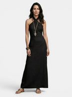 Womens Elegant Maxi Dress | Sophisticated Halter Cross-Over Summer Dress 13