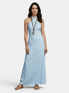 Womens Elegant Maxi Dress | Sophisticated Halter Cross-Over Summer Dress 5