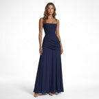 Vestido Maxi Elegante para Mujer | Vestido Formal Fruncido con Escote Cuadrado