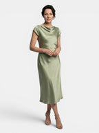 Womens Elegant Midi Dress | Classic Boat Neck with Side Slit | Versatile All-Season Formal Dresses 9