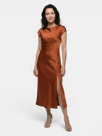 Womens Elegant Midi Dress | Classic Boat Neck with Side Slit | Versatile All-Season Formal Dresses 5