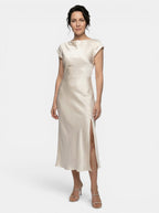 Womens Elegant Midi Dress | Classic Boat Neck with Side Slit | Versatile All-Season Formal Dresses 7