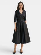 Women's Elegant Midi Dress | Versatile Formal Evening Wear with Discreet Pockets
