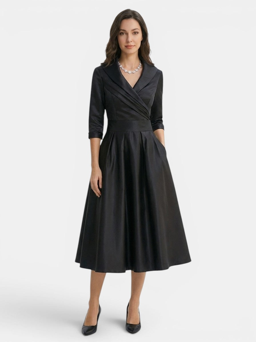 Robe midi élégante pour femme | Tenue de soirée formelle polyvalente avec poches discrètes