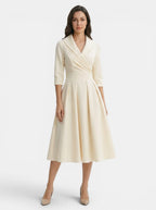 Women's Elegant Midi Dress | Versatile Formal Evening Wear with Discreet Pockets