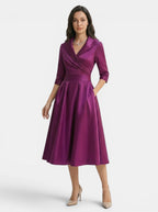 Women's Elegant Midi Dress | Versatile Formal Evening Wear with Discreet Pockets
