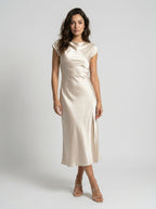 Women's Elegant Midi Slip Dress | Fluid Minimalist Summer Cocktail Dress