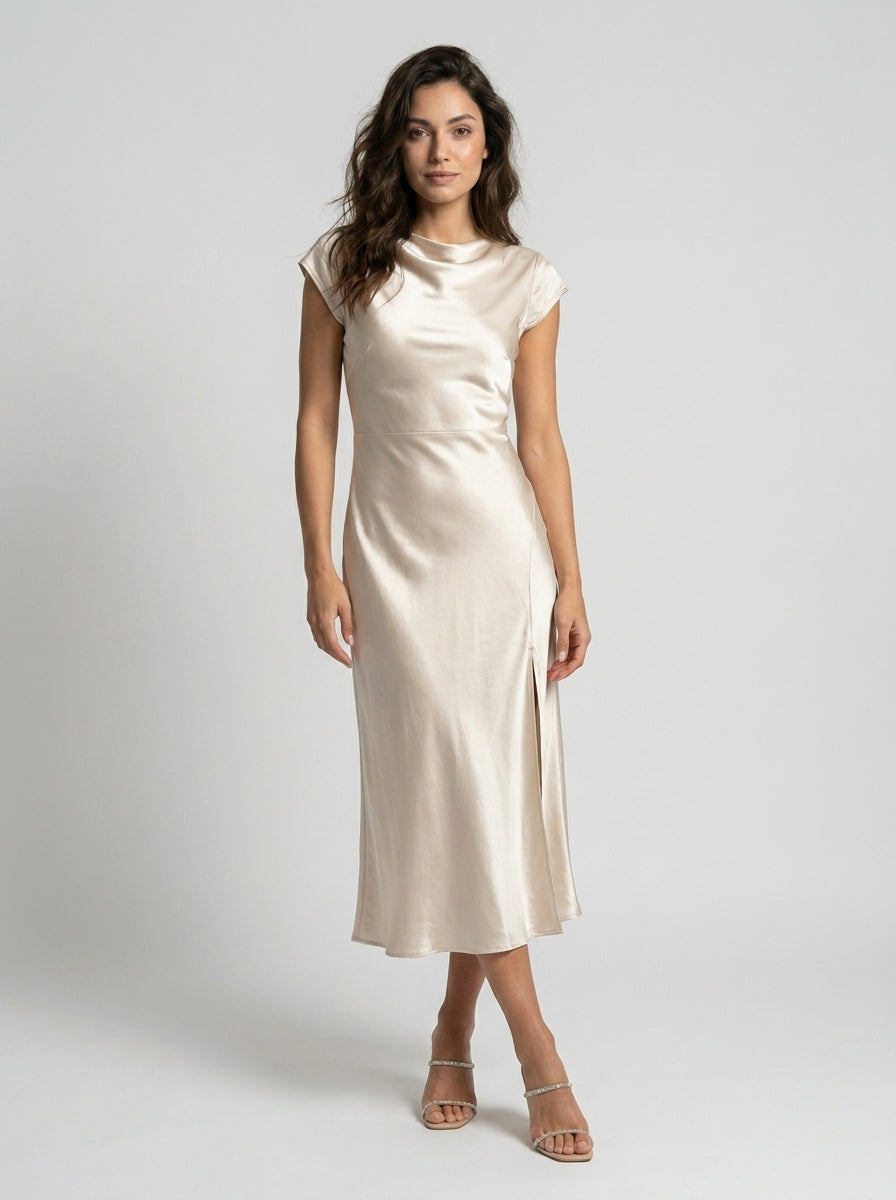 Abito Midi Elegante da Donna | Abito Cocktail Estivo Fluido e Minimalista