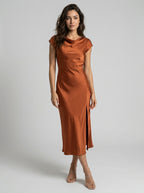 Women's Elegant Midi Slip Dress | Fluid Minimalist Summer Cocktail Dress
