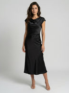 Women's Elegant Midi Slip Dress | Fluid Minimalist Summer Cocktail Dress