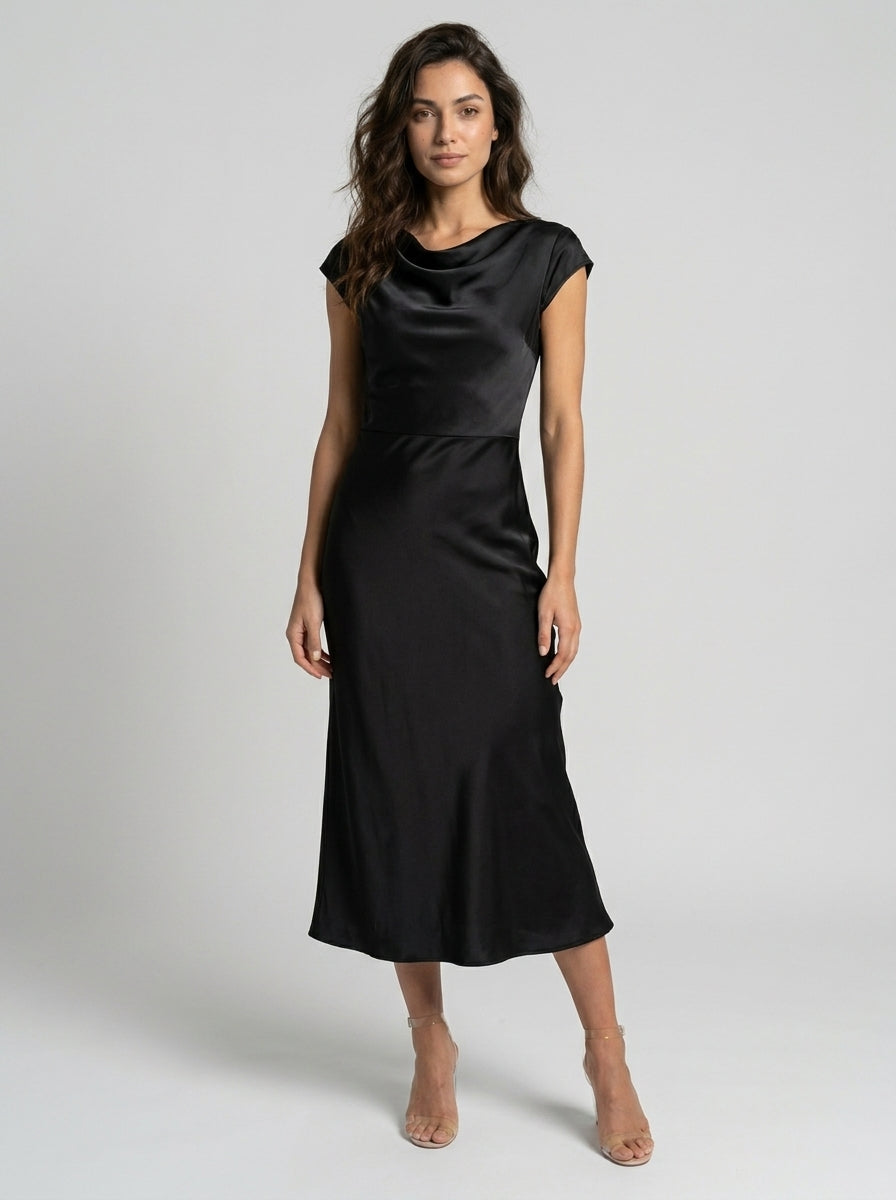 Abito Midi Elegante da Donna | Abito Cocktail Estivo Fluido e Minimalista