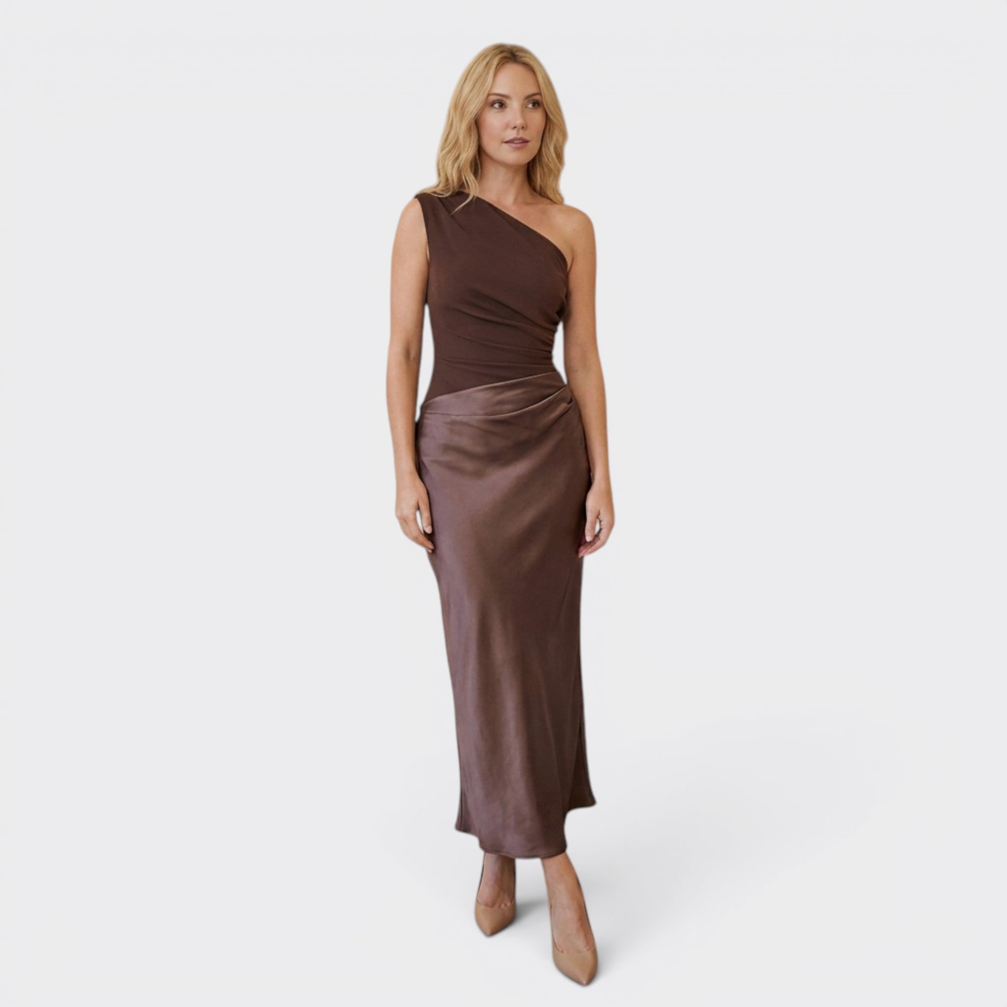 Robe longue élégante asymétrique pour femme | Robe de soirée formelle flatteuse