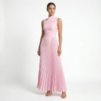 Vestido largo plisado elegante para mujer | Vestido formal asimétrico de un solo hombro