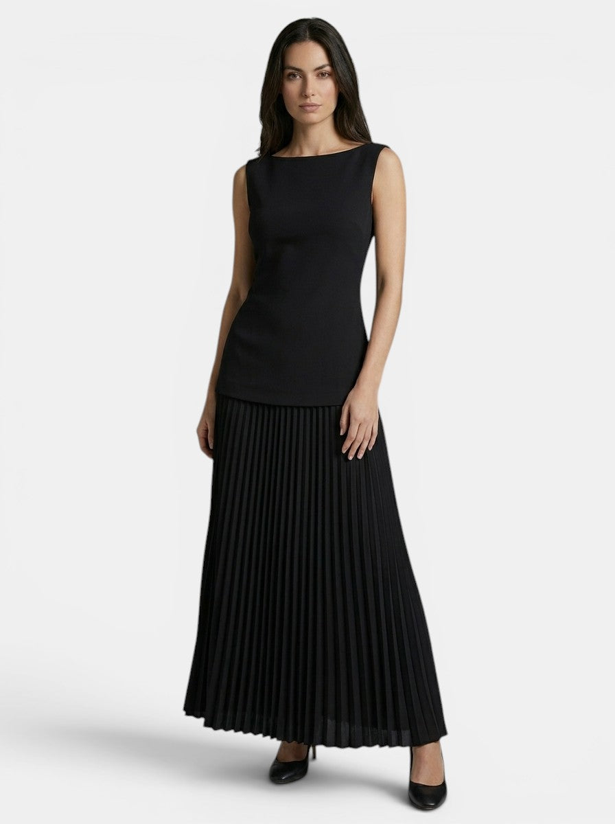 Robe longue plissée élégante pour femme | Robe de soirée d'été chic sans manches
