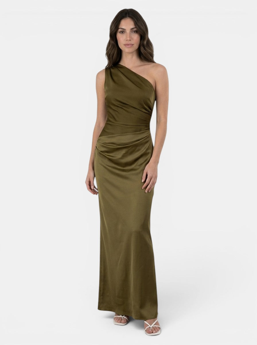 Robe longue plissée élégante pour femme | Robe de soirée formelle asymétrique