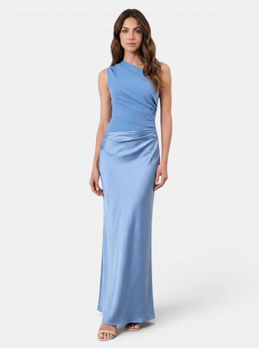 Robe longue plissée élégante pour femme | Robe de soirée formelle asymétrique