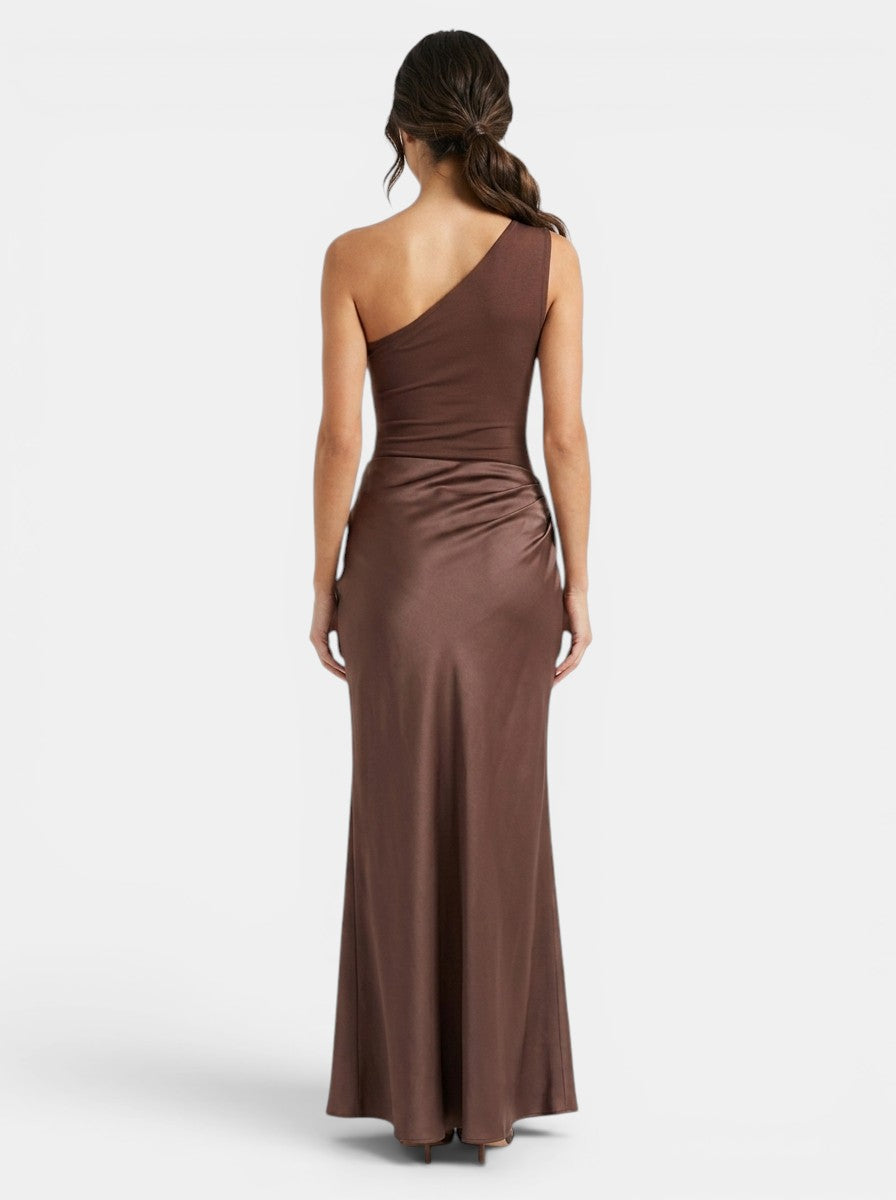 Robe longue plissée élégante pour femme | Robe de soirée formelle asymétrique