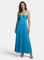 Womens Elegant Pleated Maxi Dress | Stunning Halter Neck Backless Evening Gown 6