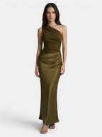 Women's Elegant Pleated Maxi Dress | Stunning One Shoulder Formal Gown