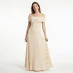 Robe longue plissée élégante pour femme | Robe formelle intemporelle à épaules dénudées