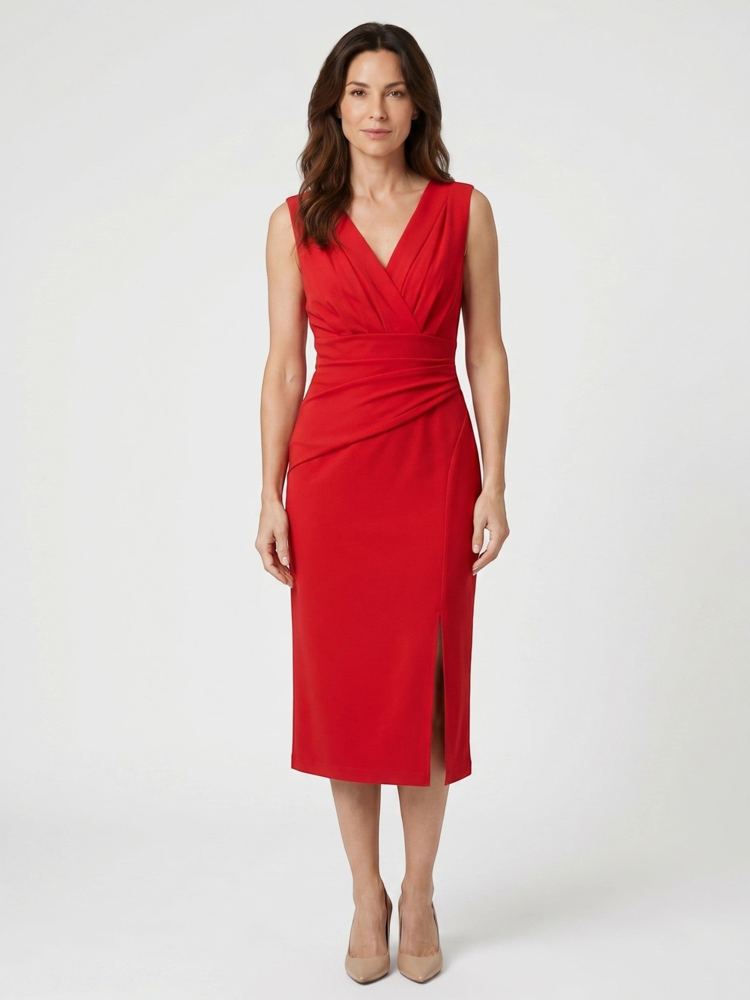 Women's Elegant Pleated Midi Dress | Refined Formal Evening Wear
