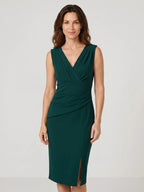 Women's Elegant Pleated Midi Dress | Refined Formal Evening Wear