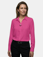 Women's Elegant Polyester Blouse | Classic Long Sleeve Office Top