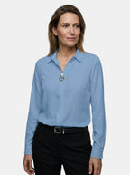 Women's Elegant Polyester Blouse | Classic Long Sleeve Office Top