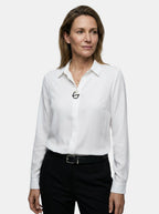 Women's Elegant Polyester Blouse | Classic Long Sleeve Office Top