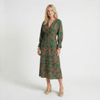 Robe longue trapèze imprimée élégante pour femmes | Robe formelle d'été flatteuse à col en V