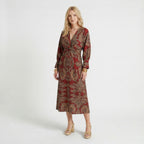 Robe longue trapèze imprimée élégante pour femmes | Robe formelle d'été flatteuse à col en V