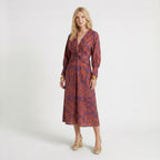 Robe longue trapèze imprimée élégante pour femmes | Robe formelle d'été flatteuse à col en V