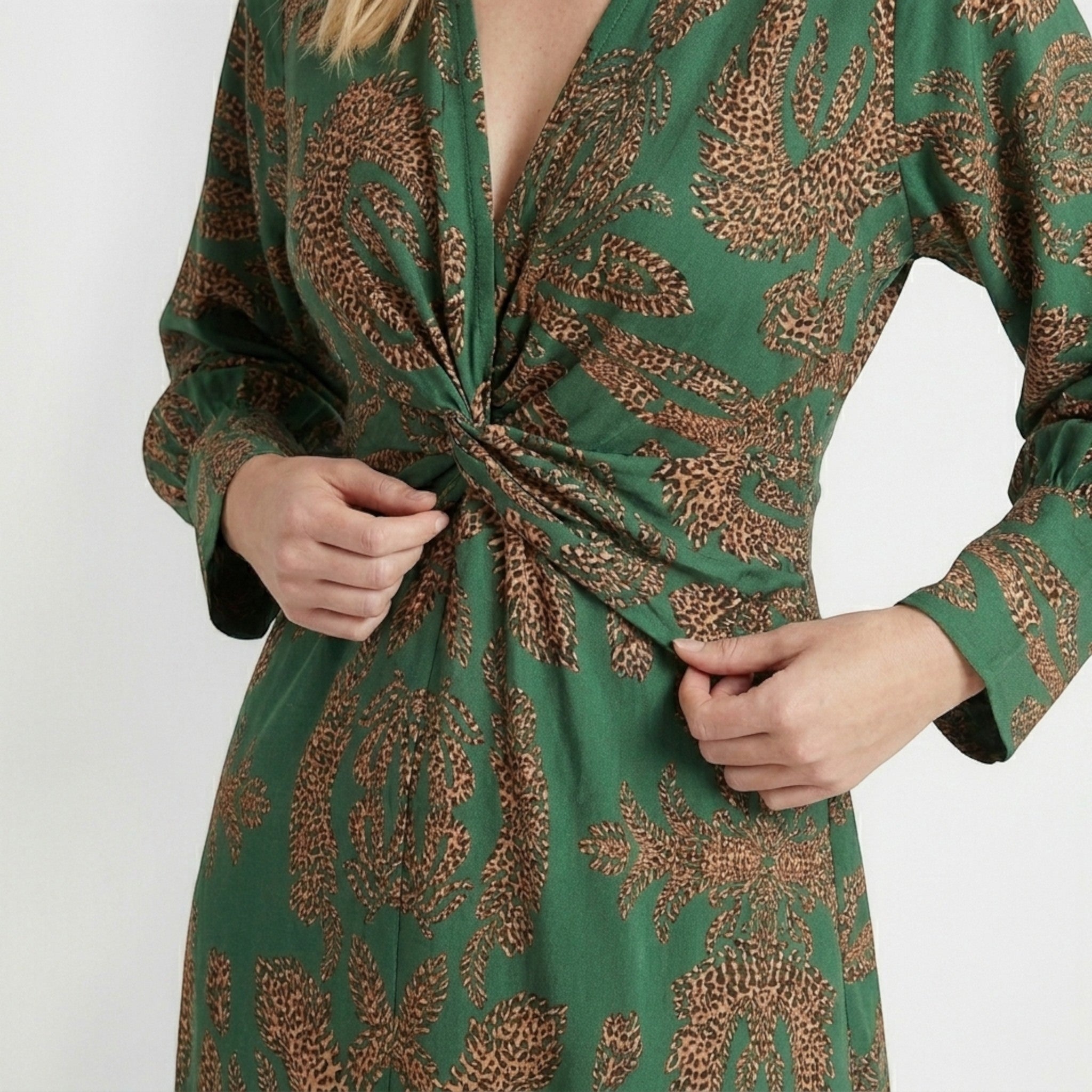 Robe longue trapèze imprimée élégante pour femmes | Robe formelle d'été flatteuse à col en V
