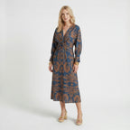 Robe longue trapèze imprimée élégante pour femmes | Robe formelle d'été flatteuse à col en V