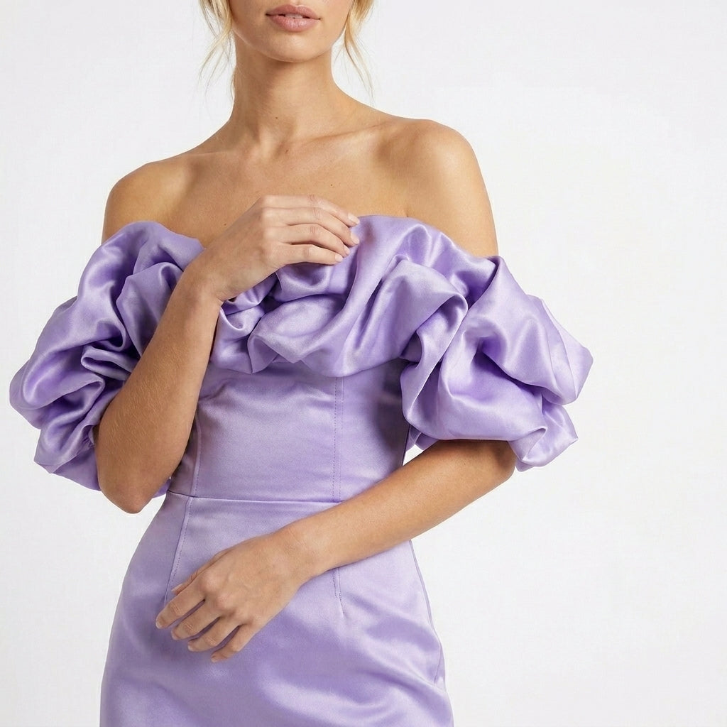 Vestido mini elegante con volantes para mujer | Vestido de cóctel sofisticado sin tirantes para ocasiones especiales