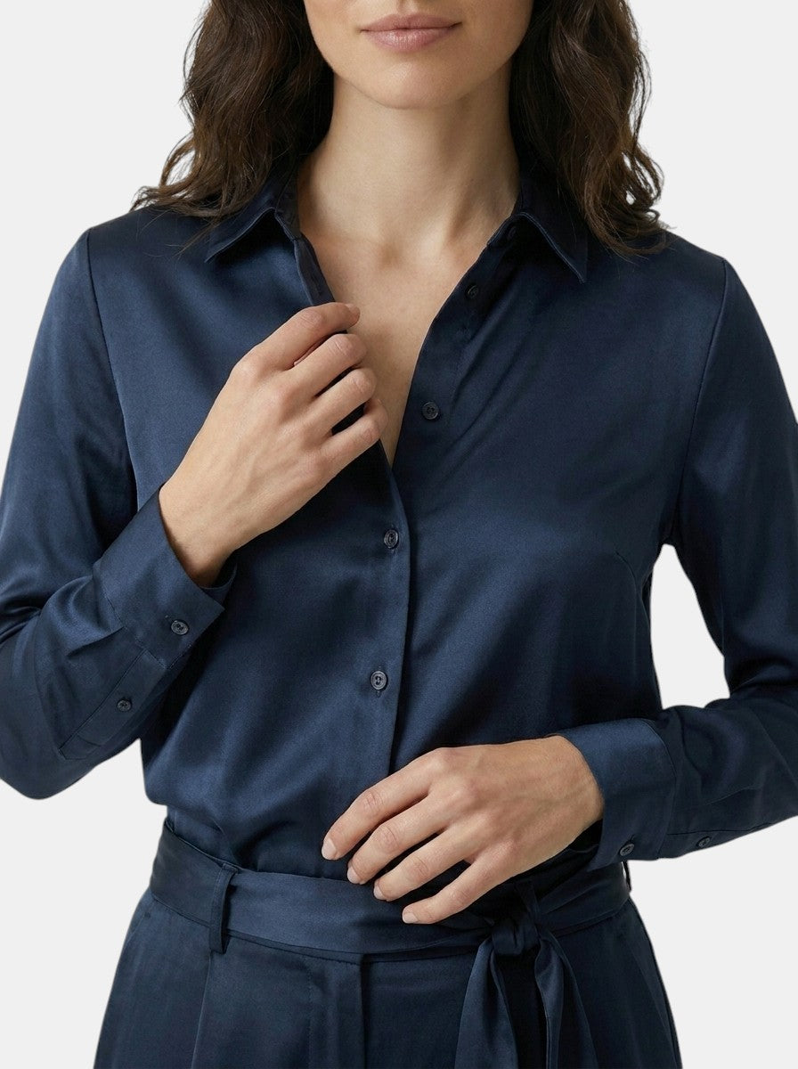 Womens Elegant Satin Blend Blouse | Stylish Long Sleeve Top for All Seasons 3