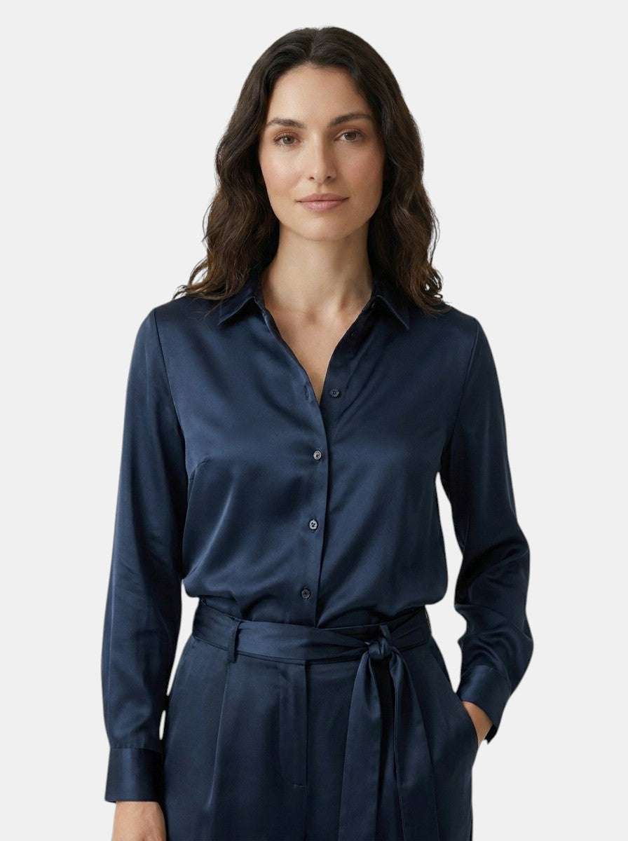 Womens Elegant Satin Blend Blouse | Stylish Long Sleeve Top for All Seasons 4