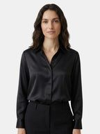 Womens Elegant Satin Blend Blouse | Stylish Long Sleeve Top for All Seasons 2